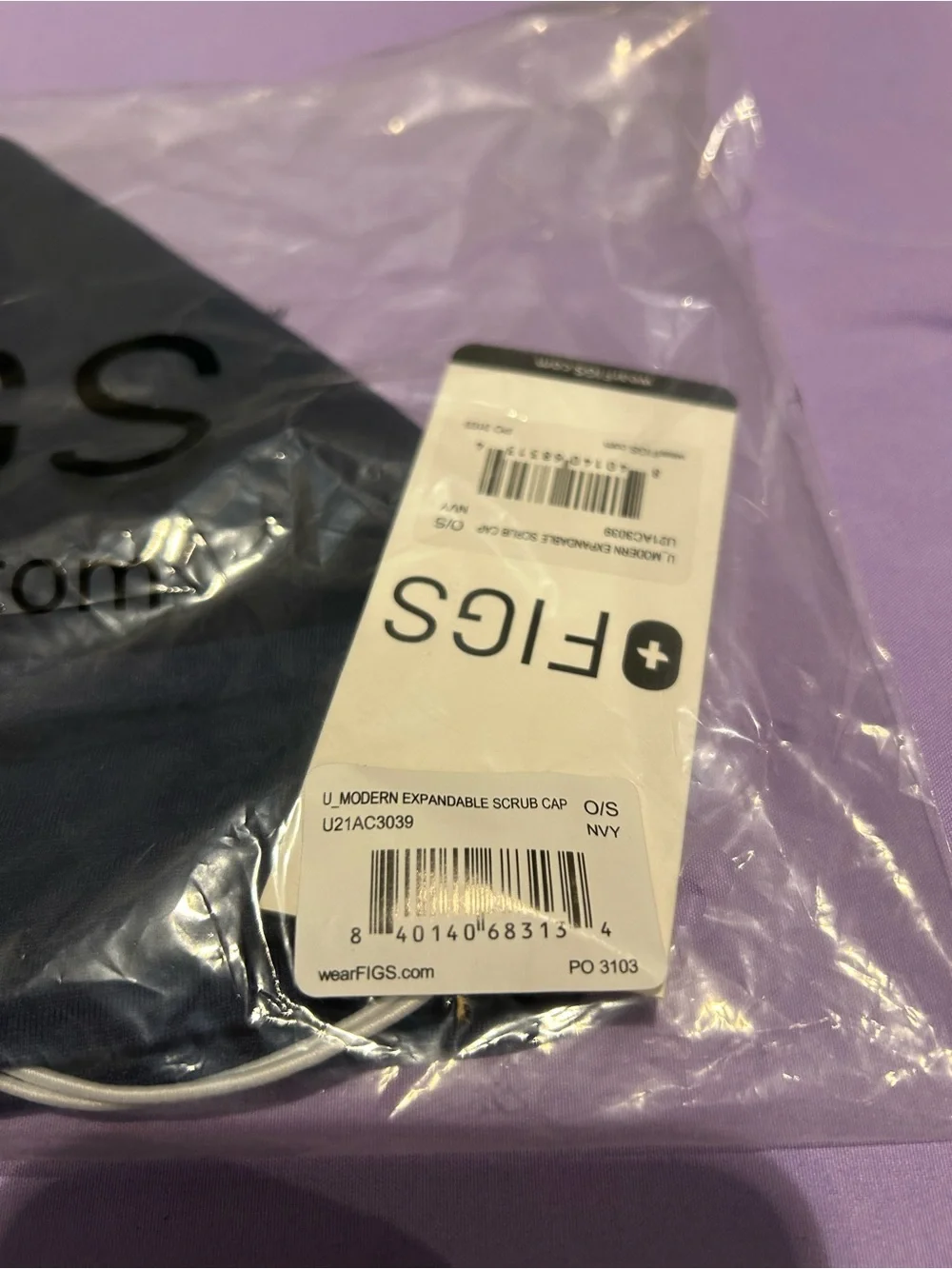 Figs Modern Expandable Scrub Cap Navy NWT